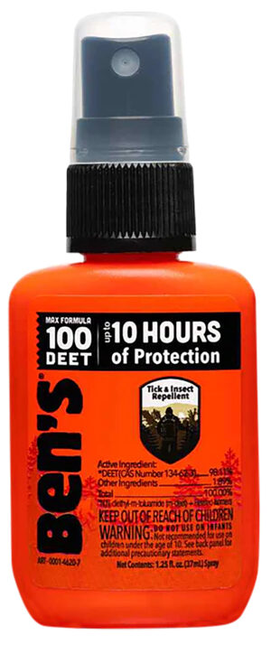 Ben's 00067070 100  Odorless Scent 1.25 oz Spray Repels Ticks & Biting Insects Effective Up to 10 hrs