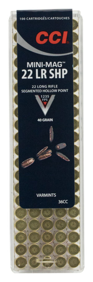 CCI 36CC Mini-Mag High Velocity 22LR 40gr Segmented Hollow Point 100 Per Box/50 Case