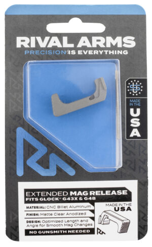 Rival Arms RA72G004D Magazine Release Extended Silver Aluminum for Glock 43X, 48