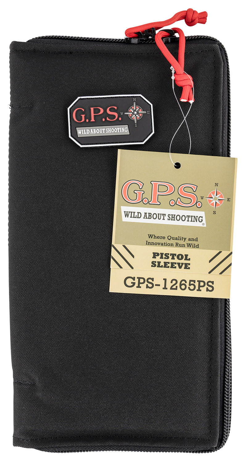 GPS Bags 1265PS Pistol Sleeve Large Black Nylon with Locking Zippers & Thin Design Holds 1 Handgun