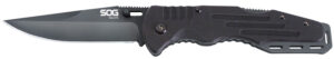 S.O.G SOG-FF11-CP Salute 3.62" Folding Clip Point Plain Black Hardcased 8Cr13MoV SS Blade Black G10 Handle Includes Belt Clip