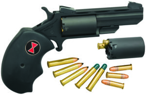 North American Arms BWCCRK Black Widow  22 LR or 22 WMR 5 Shot 2" Vent Rib Barrel, Overall Stainless Finish, Finger Grooved Black Rubber Grip & Fixed Sights Includes Cylinder