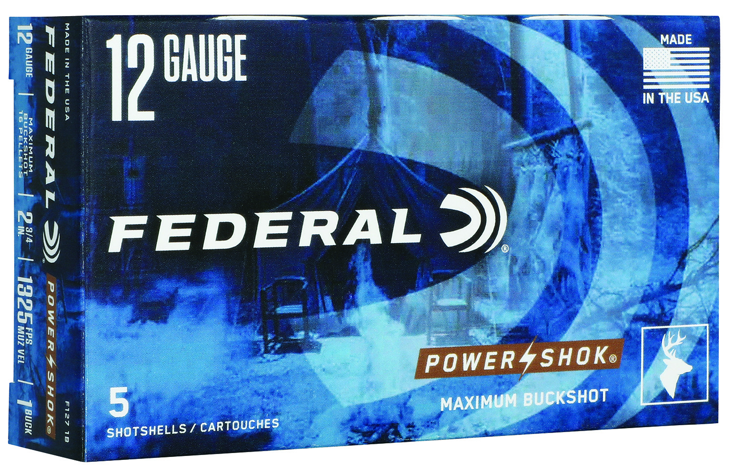 Federal F1271B Power-Shok Max Buck 12Gauge 2.75" 1BuckShot 5 Per Box/50 Case