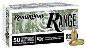 Remington Ammunition R27780 Range 9mmLuger 124gr Full Metal Jacket 50 Per Box/20 Case
