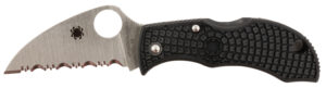 Spyderco MBKWSB Manbug  1.91" Folding Wharncliffe Serrated Non-Reflective Black TiCN VG-10 SS Blade, Black Textured FRN Handle