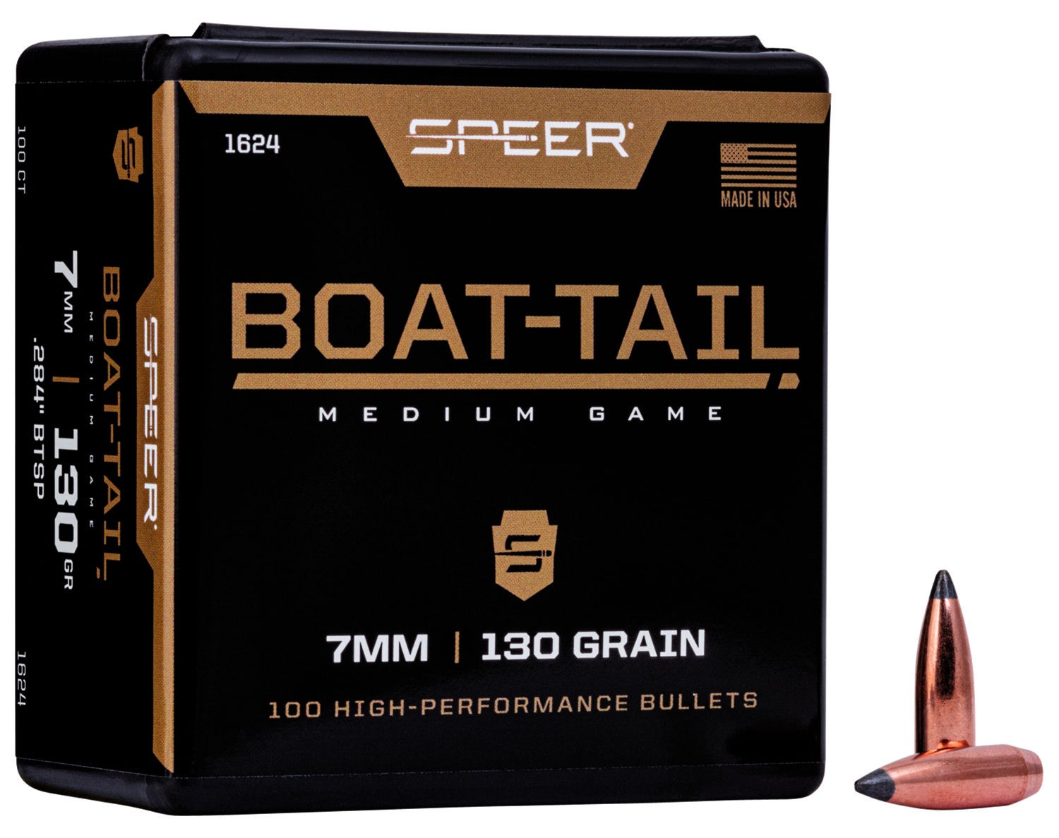 Speer 1624 Boat-Tail 7mm 130gr Jacketed Soft Point Boat Tail 100 Per Box/5 Case