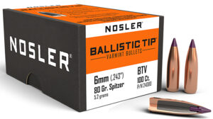 Nosler 24080 Ballistic Tip  6mm 80gr Spitzer Point 100/Box