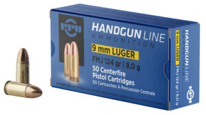 PPU PPH9F2 Handgun  9mmLuger 124gr Full Metal Jacket 50 Per Box/20 Case