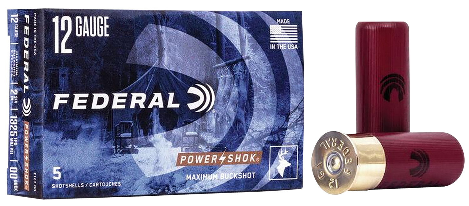 Federal F12700 Power-Shok Magnum 12Gauge 2.75" 9Pellets 1 3/16oz 00BuckShot 5 Per Box/50 Case