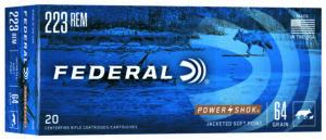 Federal 223L Power-Shok  223Rem 64gr Jacketed Soft Point 20 Per Box/10 Case