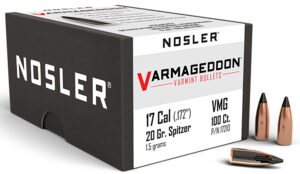 Nosler 17210 Varmageddon  17Cal 20gr Flat Base Tipped 100/Box