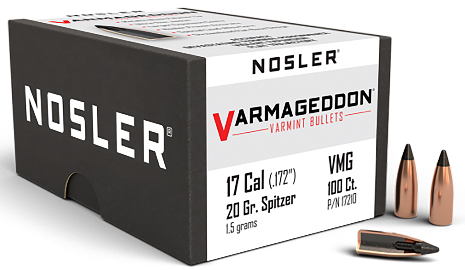 Nosler 17210 Varmageddon 17Cal 20gr Flat Base Tipped 100/Box