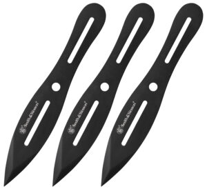 Smith & Wesson Knives SWTK8BCP Bullseye Throwing Knives 4.26" Fixed Plain Black Oxide 2Cr13MoV SS Blade, Black Stainless Steel Handle, Includes Sheath, 8" OAL, Set of 3