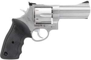 Taurus 2-440049 44  Large 44 Rem Mag 6 Shot 4" Matte Stainless Ported Barrel, Cylinder & Frame, Black Finger Grooved Rubber Grip, Transfer Bar Safety, Exposed Hammer