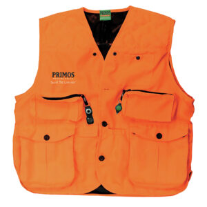 Primos 65704 Gunhunter's Hunting Vest 2XL Blaze Orange Features Compass & LED Light