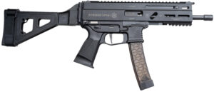 Grand Power 850003223056 SP9A1 Stribog 9mm Luger 30+1 8" Black Threaded Barrel M-LOK Handguard Black Aluminum Picatinny Rail Receiver SB Tactical Brace, Black Polymer Grip, Thread Protector