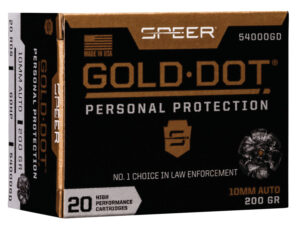 Speer 54000GD Gold Dot Personal Protection 10mmAuto 200gr Hollow Point 20 Per Box/10 Case