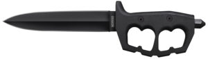 Cold Steel CS-80NTP Chaos Double Edge 7.50" Fixed Plain Black SK-5 High Carbon Blade/Black w/ "D" Ring Guards Aluminum Handle
