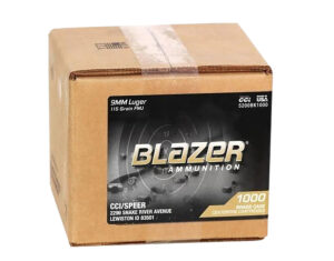 CCI 5200BK1000 Blazer Brass Handgun 9mmLuger 115gr Full Metal Jacket 1000 Per Box/1 Case *Loose