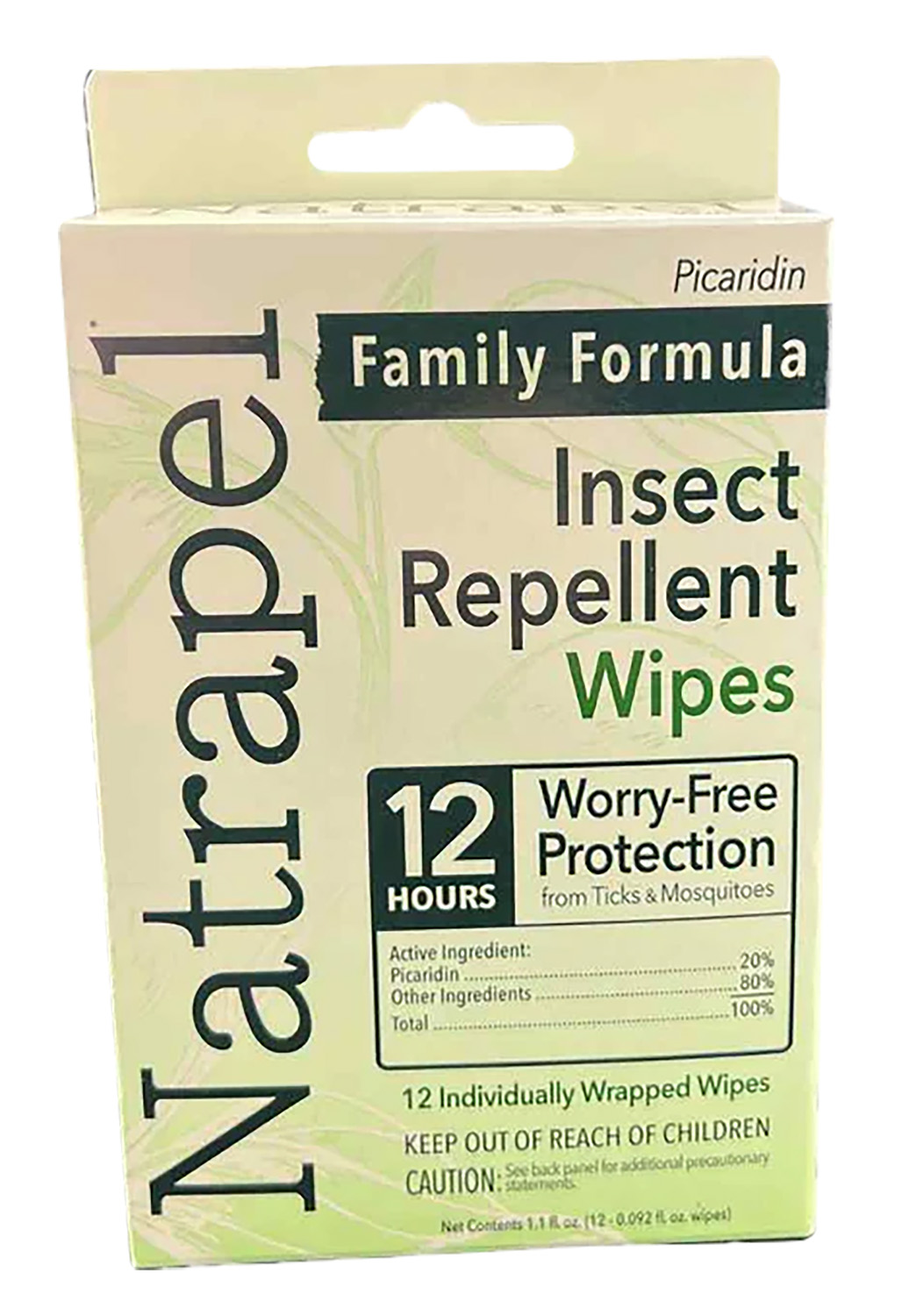 Natrapel 00066095 Repellent Wipes Repels Ticks & Biting Insects Effective Up to 12 hrs 12/Box