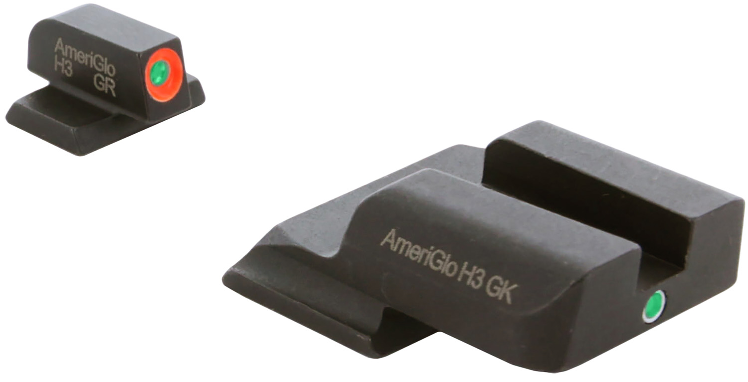 AmeriGlo SW245 i-Dot Sight Set for Smith & Wesson M&P Shield Green Tritium Orange Outline Front Sight-Green Tritium Rear Sight
