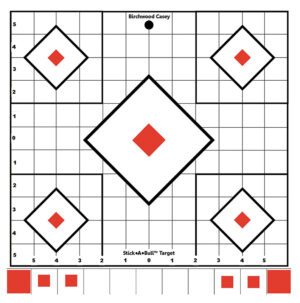 Birchwood Casey 33922 Stick-A-Bull Sight-In Self-Adhesive Paper White/Red 12" 5-Diamond 5 Pack