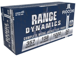 Fiocchi 357GCMJ Range Dynamics  357Mag 158gr Copper Metal Jacket Flat Point 50 Per Box/20 Case