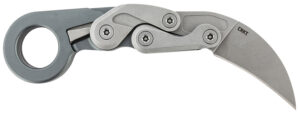 CRKT 4045 Provoke  Compact 2.26" Folding Hawkbill Plain Stonewashed D2 Steel Blade, Stonewashed Aluminum Handle, Includes Pocket Clip