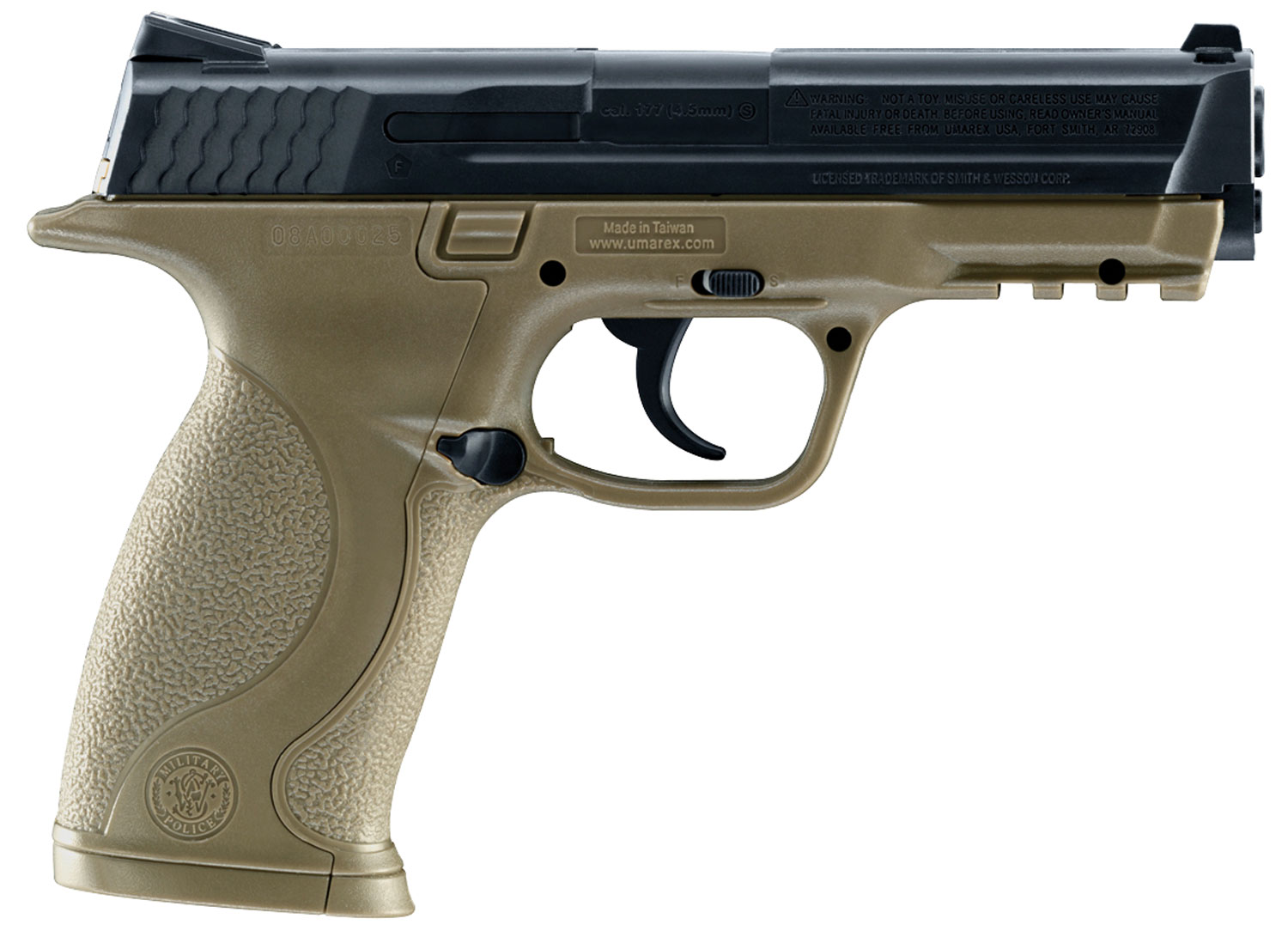 Umarex 2255051 S&W M&P CO2 177 BB 19+1 4.25" FDE Polymer Grips