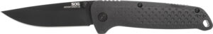 S.O.G SOG13110143 Adventure LB 3.50" Folding Drop Point Plain Black TiNi 5Cr15MoV Blade, Black Textured GRN Handle