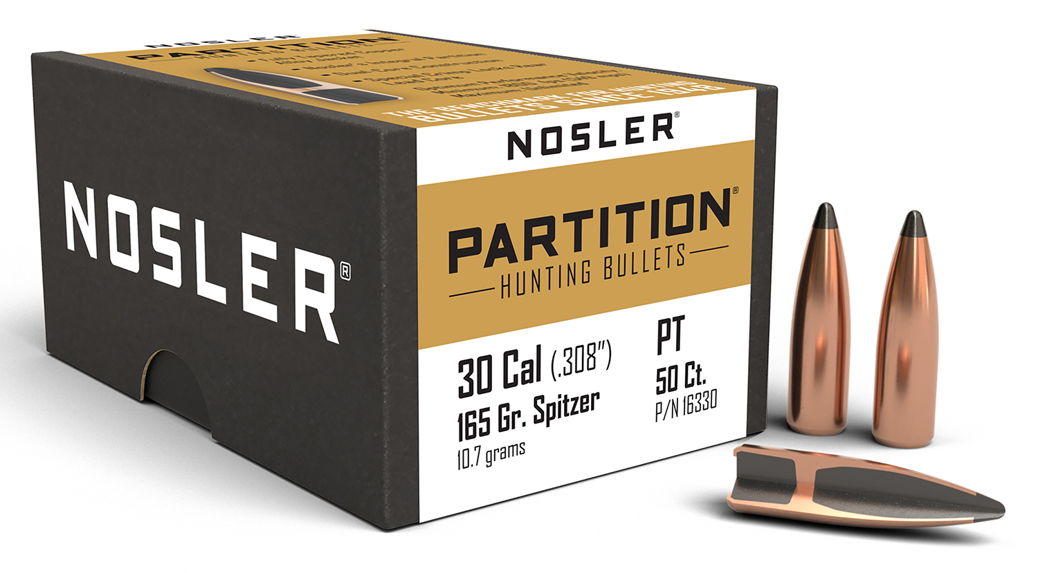 Nosler 16330 Partition 30Cal 165gr Spitzer 50/Box