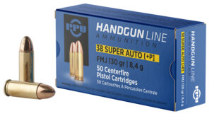 PPU PPH38SU Handgun  38Super+P 130gr Full Metal Jacket 50 Per Box/10 Case