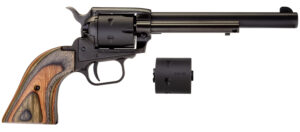 Heritage Mfg RR22MBS6 Rough Rider  22 LR/22 WMR 6 Shot, 6.50" Black Satin Steel Barrel, Black Satin Zinc Alloy Frame, Black Satin Cylinder, Camo Laminate Grip, Exposed Hammer