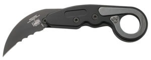 CRKT 4040V Provoke  2.41" Folding Hawkbill Veff Serrated Black TiCN D2 Steel Blade, Black Aluminum Handle, Includes Pocket Clip