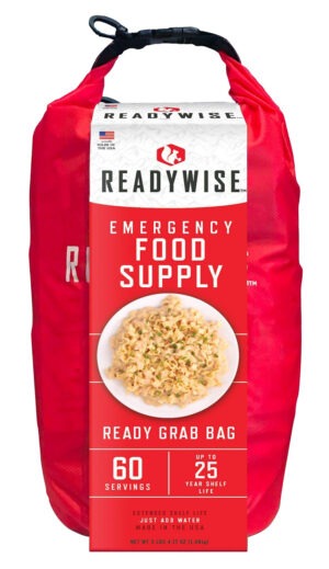 ReadyWise RW10641 7 Day Emergency Grab Bag  60 Servings, 10 Mylar Pouches, 13,920 Total Calories, About 60 Cups of Water Needed