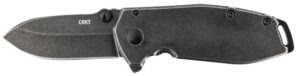 CRKT 2493 SQUID Assisted 2.37" Folding Drop Point Plain Black Stonewashed 8Cr14MoV SS Blade/Black Stonewashed Stainless Steel Handle Includes Pocket Clip