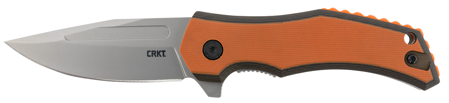 CRKT 2372 Fawkes 2.74" Folding Clip Point Plain Bead Blasted 4116 Stainless Steel Blade/ Black/Orange G10 Handle Includes Pocket Clip