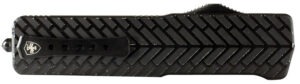 Templar Knife SAHBG32 Premium LW  Small 3" OTF Drop Point Plain Black Oxide Stonewashed D2 Steel Blade, 4.50" Black Herringbone Aluminum Handle