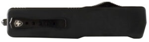 Templar Knife SZBR321 Premium Weighted  Small 3" OTF Drop Point Plain Black Oxide Stonewashed D2 Steel Blade, 4.50" Black Aluminum/Rubber Handle