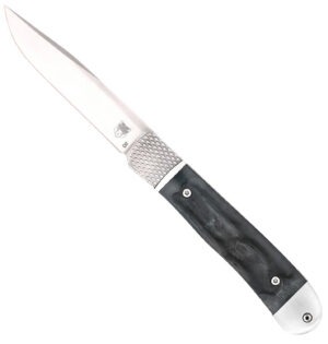 CobraTec Knives CTTHRBLK Trapper Hidden Release 3.12" OTS Drop Point Plain Satin D2 Steel Blade, 4.25" Black Bone Scales Handle