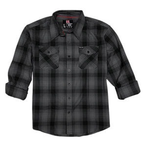 Hornady Gear 32226 Flannel Shirt  3XL Gray/Black,  Cotton/Polyester, Relaxed Fit Button Up