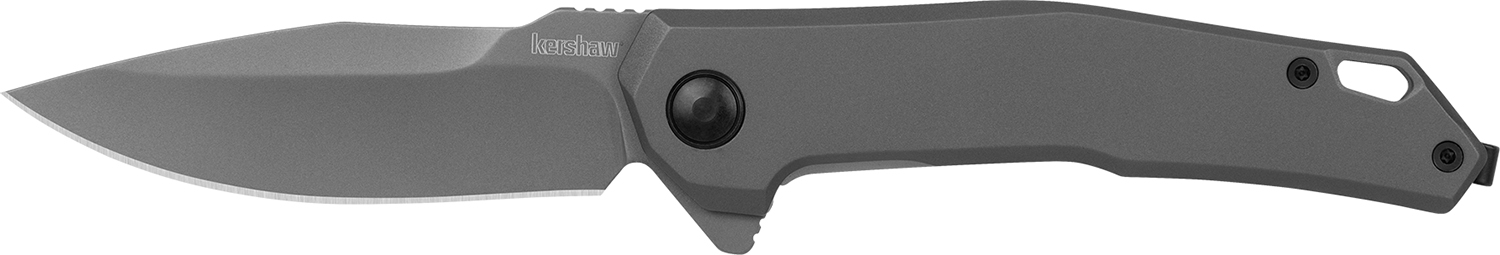 Kershaw 5570 Helitack 3.26" Flipper Drop Point Plain Gray PVD Coated 8Cr13MoV SS Blade, Gray PVD Stainless Steel Handle