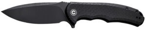 Civivi Knives C803G Praxis  3.75" Folding Plain Black Stonewashed 9Cr18MoV SS Blade, Black Textured Micarta Handle