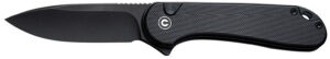 Civivi Knives C18062P-1 Elementum II  EDC 2.96" Folding Drop Point Plain Black Stonewashed Nitro-V Steel Blade, Black Textured G10 Handle