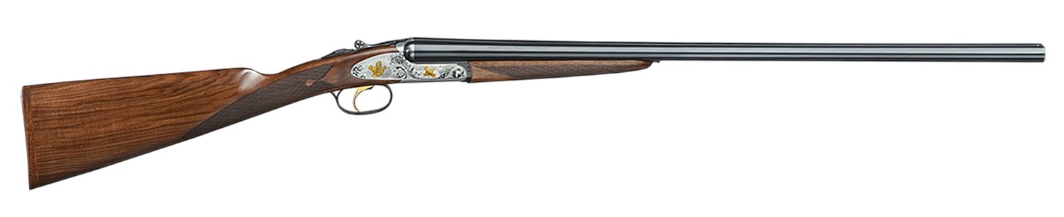 F.A.I.R. FRISSL2028 Iside Select 20 Gauge Break Open 2rd 28" Black Side By Side Barrel, Polished Silver w/Gold Inlay Receiver, English Style Oiled Walnut Stock, Technichoke XP50 Choke System