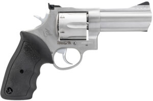 Taurus 2-440049 44  Large 44 Rem Mag 6 Shot 4" Matte Stainless Ported Barrel, Cylinder & Frame, Black Finger Grooved Rubber Grip, Transfer Bar Safety, Exposed Hammer