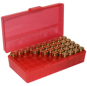 MTM Case-Gard P503829 Ammo Box Flip-Top Multi Caliber Handgun Clear Red Polypropylene 50rd