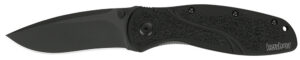 Kershaw 1670BLK Blur  3.40" Folding Drop Point w/Recurve Plain Black DLC 14C28N Steel Blade Black Anodized Aluminum Handle Includes Pocket Clip