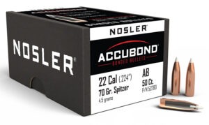 Nosler 53780 AccuBond  22Cal 70gr Spitzer Point 50/Box