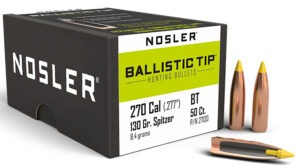 Nosler 27130 Ballistic Tip  270Caliber 130gr Spitzer 50/Box